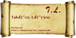 Takács Lőrinc névjegykártya